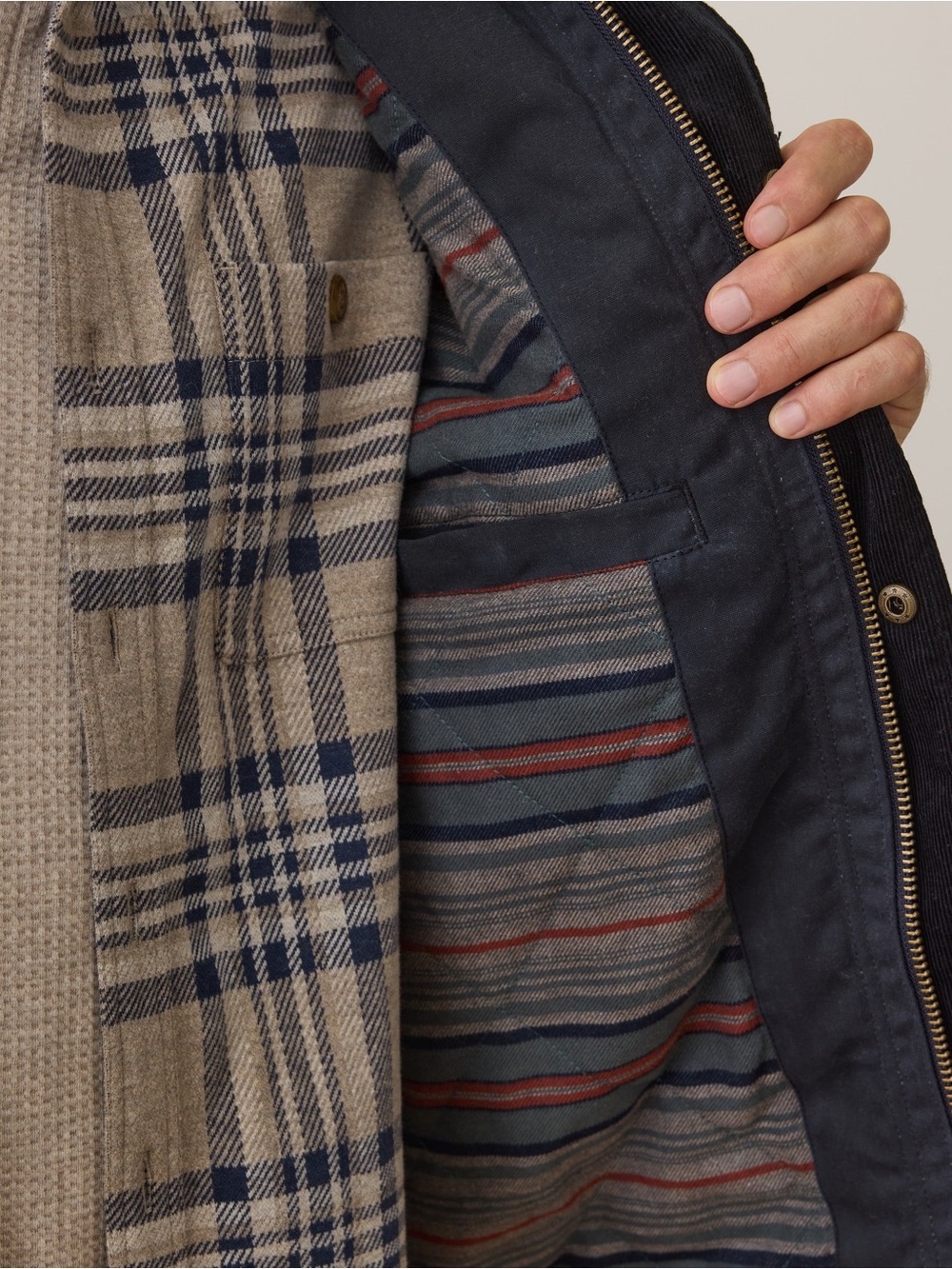 Marine Layer Navy Blue Field Jacket with Corduroy Trim - Picture 5 of 15